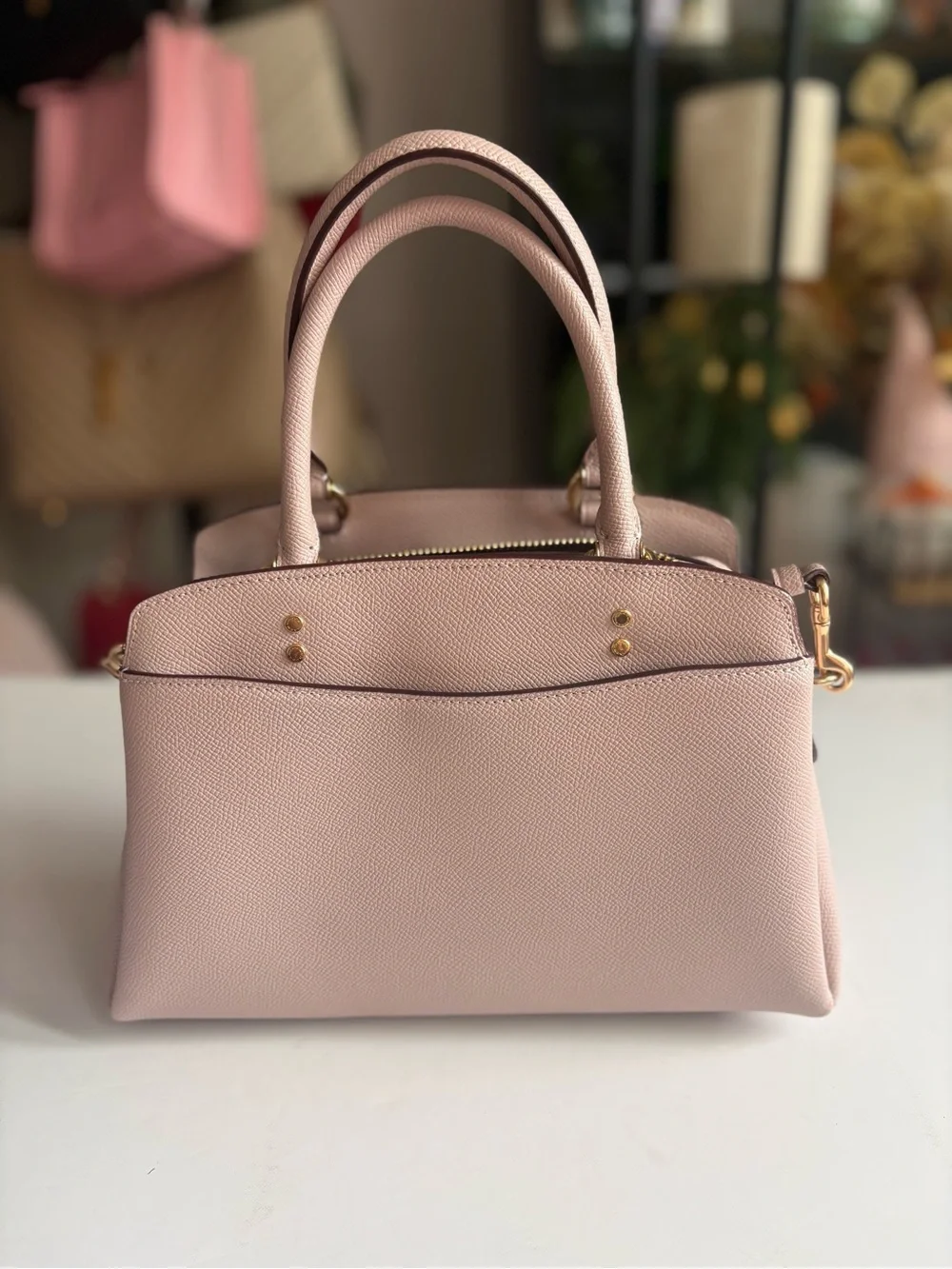 Coach Pebbled Leather Satchel in Mauve